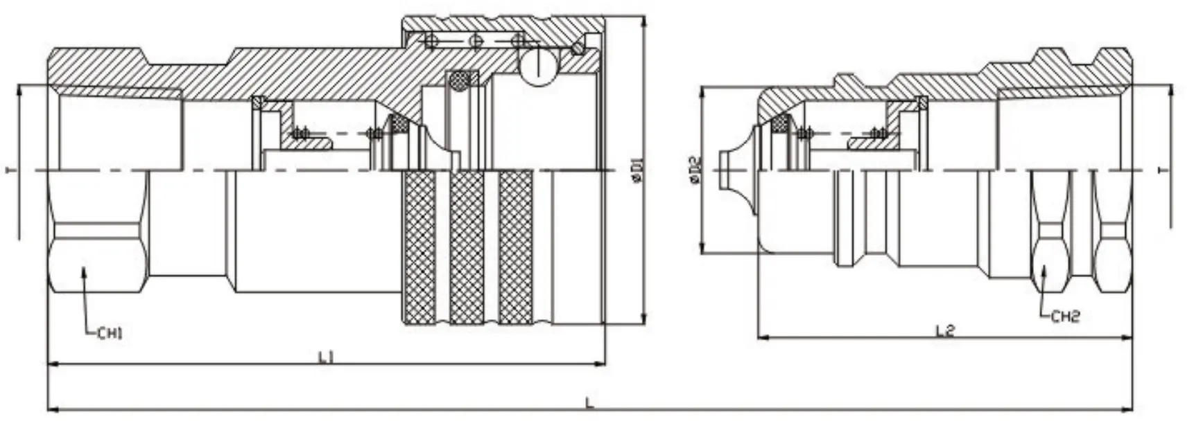 Coupling fitting sectional drawing